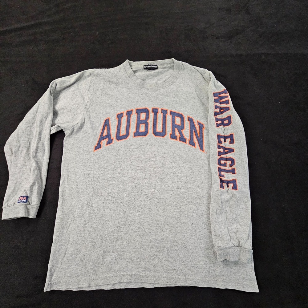 Auburn War Eagle Gray Long Sleeve Cotton T-Shirt Men's S